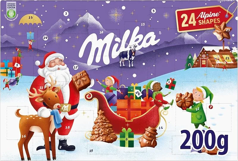 Visita la tienda de Milka Milka Calendario de Adviento Chocolate Leche, Especial Navidad, 200g — Adviento y mesa