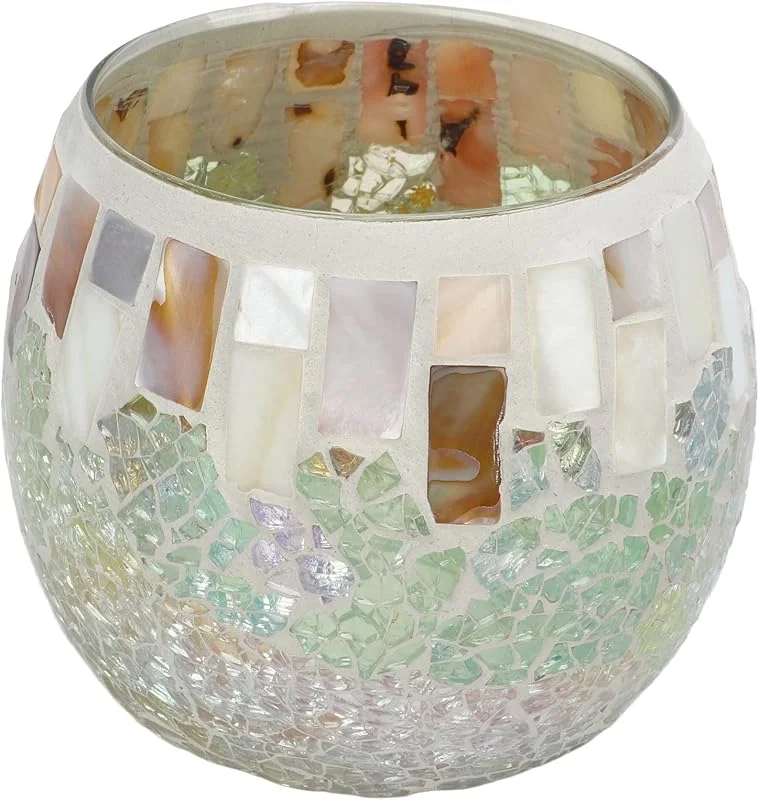 Tomotato Portavelas de Cristal Mosaico, Portavelas Votivo de Cristal para Decoración de Centro de Mesa de Fiesta de Boda en Casa — Cena a la luz de velas
