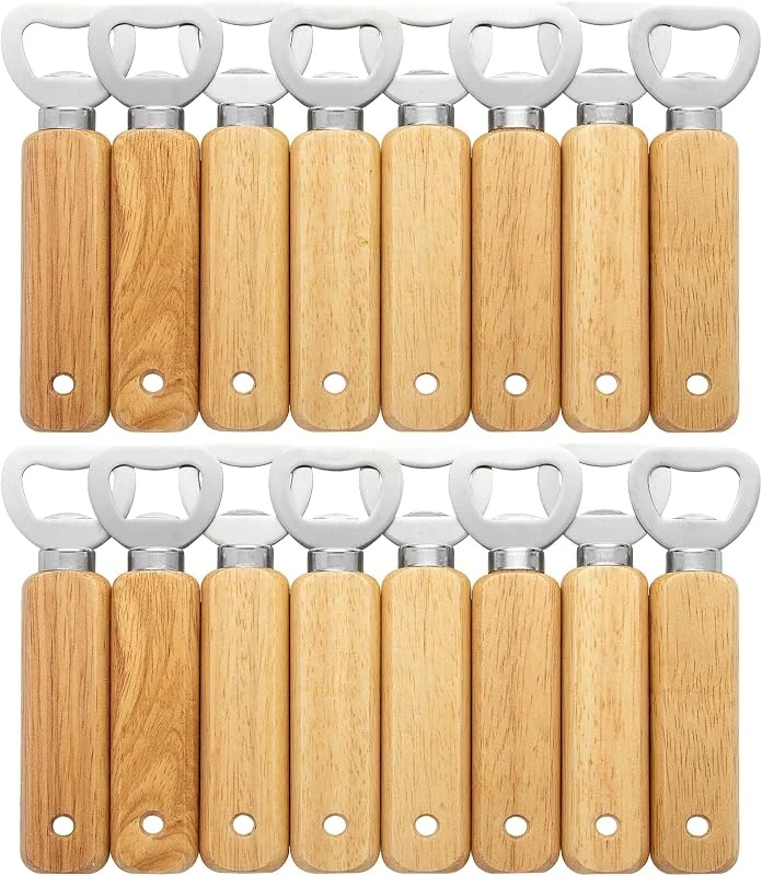 Uncle Paul Abrebotellas de madera grabable, 16 abridores de botellas de cerveza de mano para bebidas sidra Bar hogar Gadgets — Vino y mesa festiva