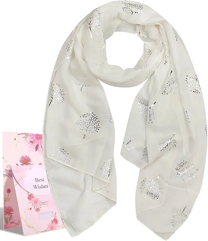 Visita la tienda de HEEKPEK Heekpek Bufanda Pañuelo Cuello Mujer Elegante de Seda Fular Estampado Hoja Plata Apto para Cuatro Estaciones — Ropa Navidad