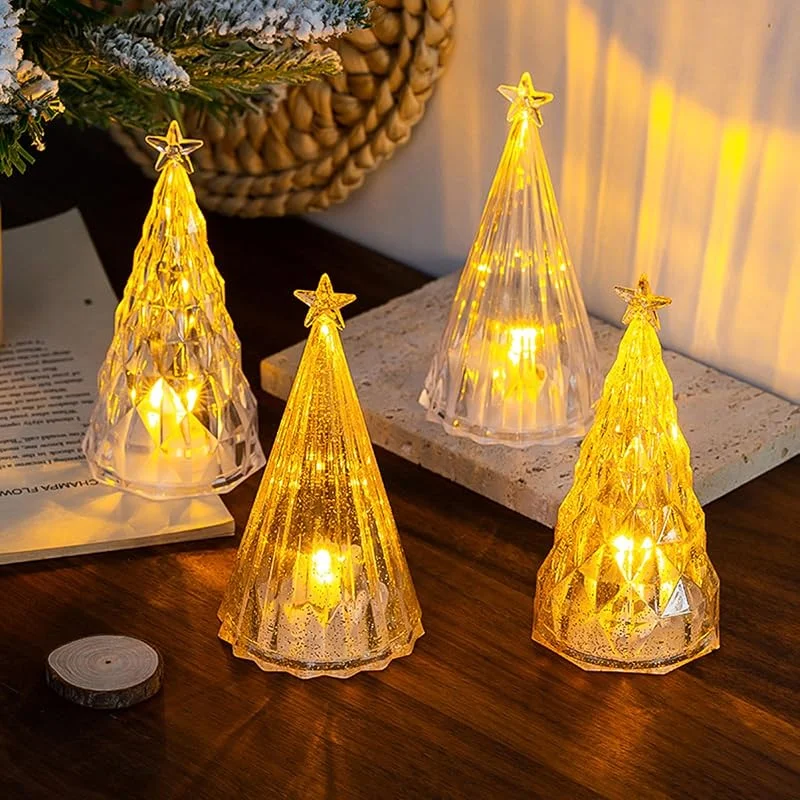 TSLBW 4 Mini árbol de Navidad de Mesa con Luce, pequeños Adornos para árboles de Navidad, árboles de Navidad de Escritorio, Decoraciones navideñas en Miniatura para la Mesa, alimentados por Pilas — Decoracion Navidad