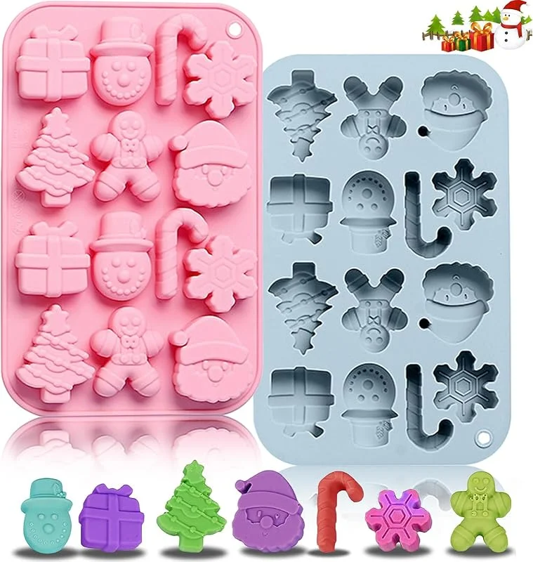 AIXIMA 2 Piezas Moldes de Silicona Navidad, Molde de Pastel Arbol Navidad, Molde de chocolate de Navidad, Molde para Hornear, Moldes para Tartas, para tartas, postres, chocolate, pudín y gelatina (B) — Hogar y cocina
