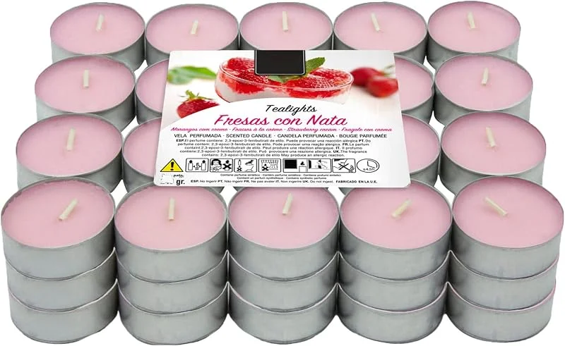 Visita la tienda de H HANSEL HOME Lumar Aromatic Velas de té aromáticas (Fresa con Nata Pack 60 Velas) — Cena a la luz de velas