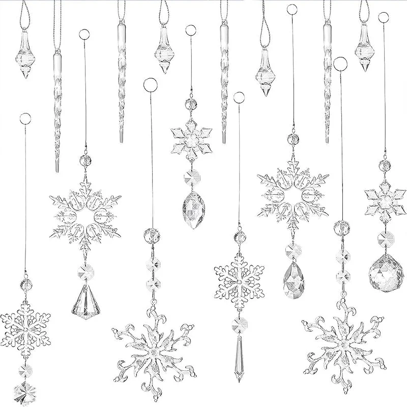 burkfeeg 16 Piezas de acrílico Ornamentos de árbol de Navidad, Transparente — Decoracion Navidad