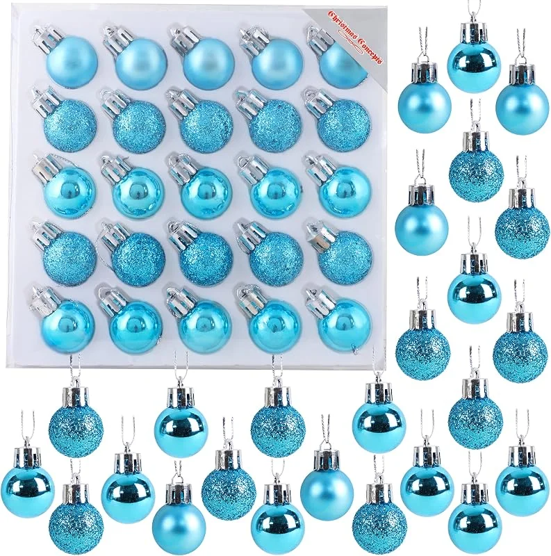 Christmas Concepts Pack de 25-2.5cm (1") Brillante, Mate y Brillo Mini árbol de Navidad de Las chucherías (Turquesa) — Decoracion Navidad