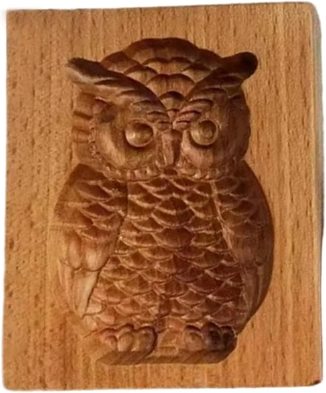 Gcroet Moldes de madera para galletas con estampado de búho 3D, molde para sellos de galletas para Navidad, Acción de Gracias, cocina, herramientas para hornear DIY. — Hogar y cocina