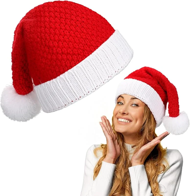 SATINIOR Gorro de Navidad de Elfo de Punto de Pompón para Adulto Sombrero de Papá Noel Navideño Invierno Divertido Cálido — Ropa Navidad