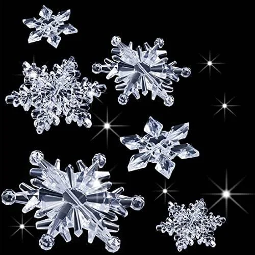 OPIURVY 35 Piezas Adornos de Copos de Nieve de Cristal Acrílico Transparente Colgante de Árbol de Navidad DIY Decoración de Navidad (Transparente) — Decoracion Navidad