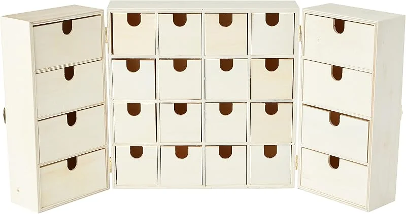 Artemio 14002225 Calendario de adviento con boquillas triptique Madera 55 x 6, 5 x 28 cm — Adviento y mesa