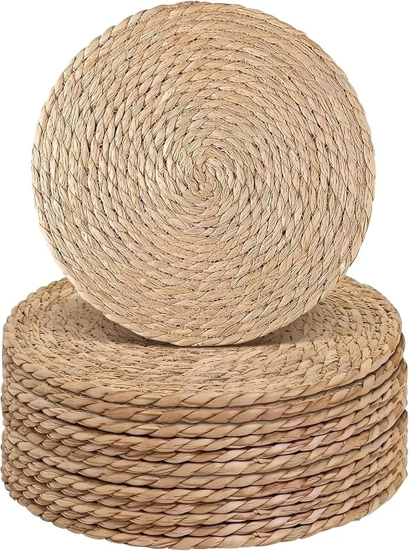 Visita la tienda de comfoyar comfoyar Juego de 12 Manteles Individuales Trenzado Redondo Natural, Salvamanteles Individuales de Manteles Resistente al Calor para Cocinas y Comedores Decoración de Mesas para Fiestas 33cm — Hogar y cocina