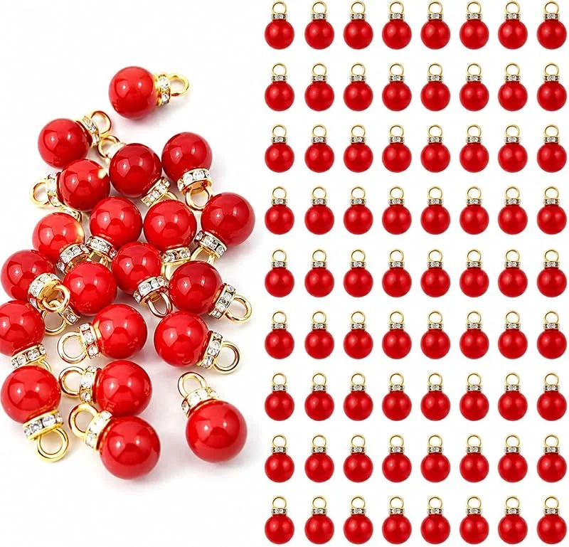 ZYHDFH 100 Bolas de Navidad Rojas 10mm, Adornos para Árbol de Navidad con Perlas — Decoracion Navidad