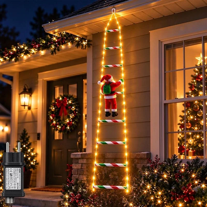 ICRGB Cadena de luces LED con forma de Papá Noel, 1, 7 m, 8 modos — Luces Navidad
