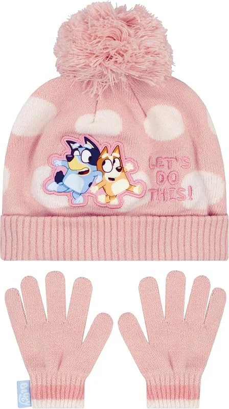 Visita la tienda de Bluey Bluey Gorra Bingo, Guantes Niña Invierno, Gorro Y Guantes, One Size Rosa — Ropa Navidad