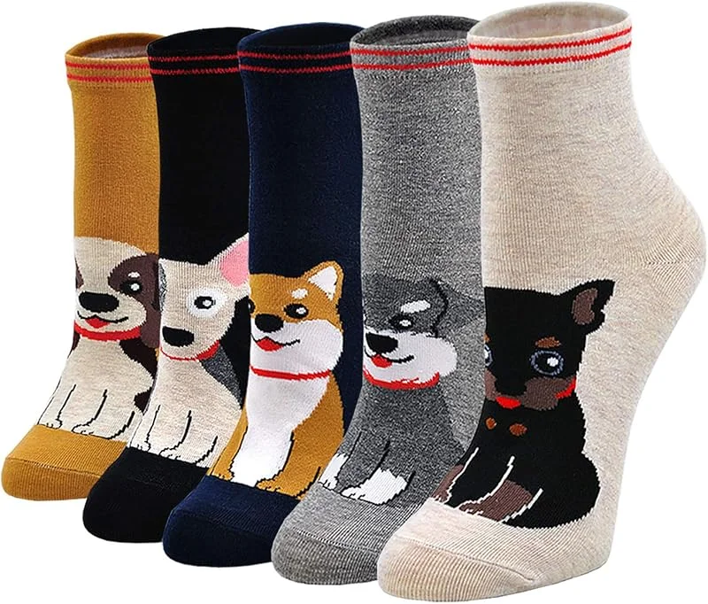 Visita la tienda de LOFIR LOFIR Calcetines Divertidos de Algodón para Mujer Con Dibujos de Animal Perro Gato, Vistosos, de Invierno, Talla 35-41, 5 Pares — Decoracion Navidad