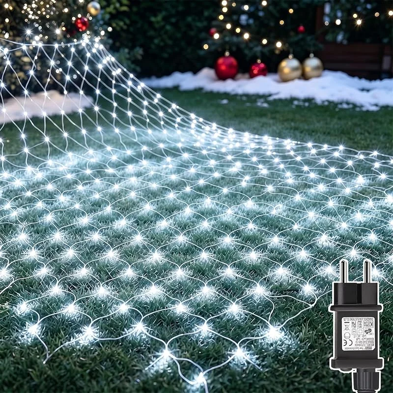 Visita la tienda de Dekofun Red de Navidad Exterior con Enchufe, 3x2m 200LED Blanco Frío — Luces Navidad
