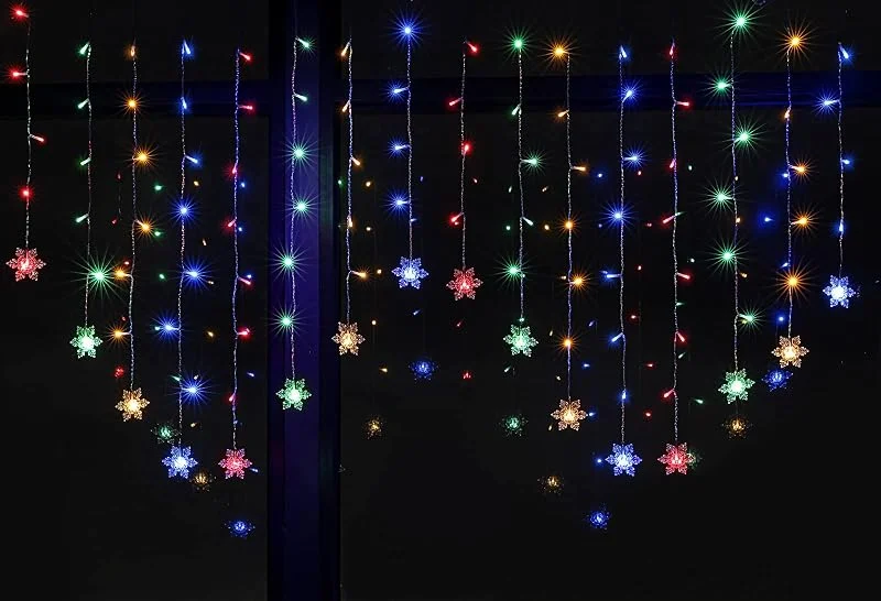 Visita la tienda de BLOOMWIN BLOOMWIN Guirnaldas Luces Cortina 2x1M Copo de Nieve con Control Remoto — Luces Navidad