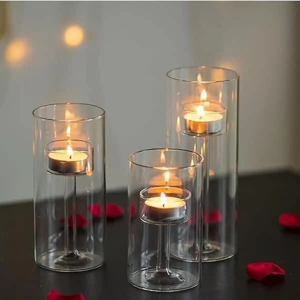 Romadedi - Juego de portavelas de vidrio DIY, juego de 3 tamaños — Cena a la luz de velas