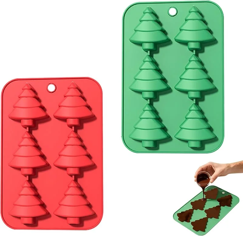 NUOM Molde Silicona Árbol Navidad 2 Piezas para Chocolate, Dulces y Repostería — Hogar y cocina