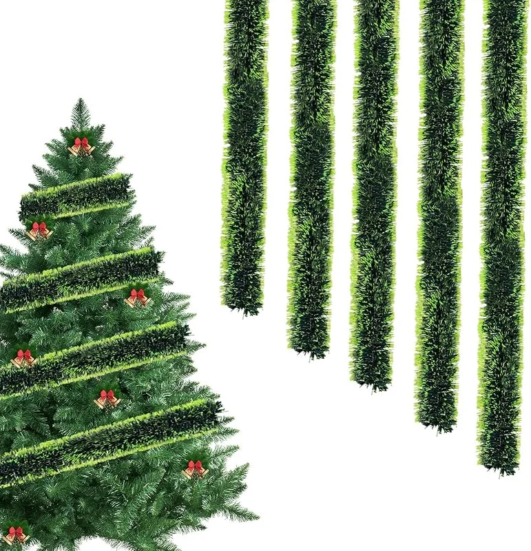 BDBFDFY 5 PCS Espumillón de Navidad, 2M Guirnalda de Oropel de Navidad, Guirnalda Decorativa para árbol de Navidad, Guirnalda de Abeto Artificial, para Árbol de Navidad, Bodas, Casas, Fiestas (B) — Decoracion Navidad