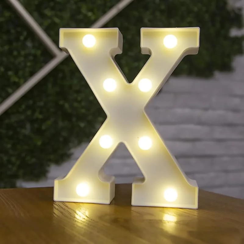 Tiardey Luces de Letras con Forma de símbolo LED, lámparas de Mesa de plástico con Forma de Alfabeto, iesta de Cumplea?os, Boda, decoración para Colgar en la Pared del hogar Todos los días-X — Cena a la luz de velas