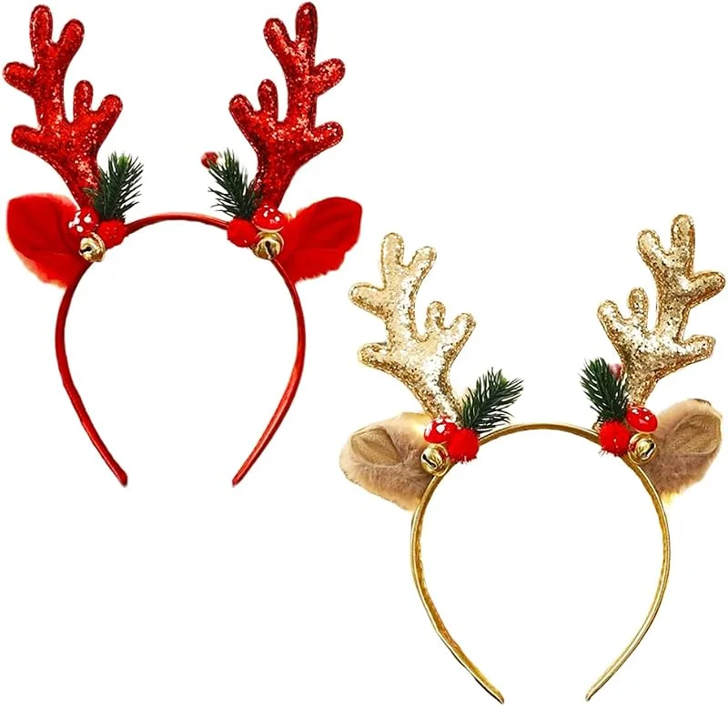 MIFKLMV 2 piezas Diadema Navideña Reno, Diadema Navideña, Banda de Reno, Diademas para Fiestas de Navidad Regalos Decoraciones ，Accesorios Navidad — Ropa Navidad