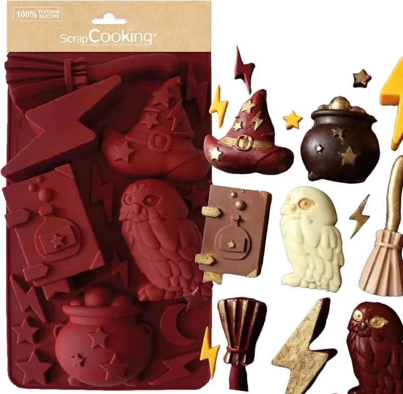 ScrapCooking 2998 - Molde de silicona para brujo (15 formas, galletas y pasteles, apto para horno y congelador, diseño de brujería — Hogar y cocina