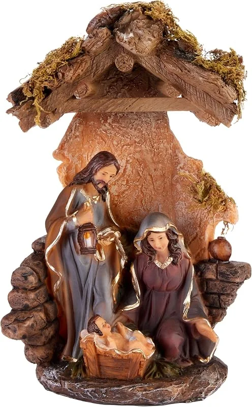 Visita la tienda de BRUBAKER BRUBAKER Figura Belén Sagrada Familia - Jesús, María y José - Figura Navideña de 25 cm con Figuras Pintadas a Mano - Decoración Navideña Nacimiento - Decoración de Mesa de Poliresina — Decoracion Navidad