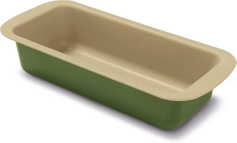 Guardini, Bnat, Molde para Plumcake, 25x11cm. Material: Acero con Revestimiento Antiadherente de Cera de Carnauba, Color Verde y Beige. — Hogar y cocina