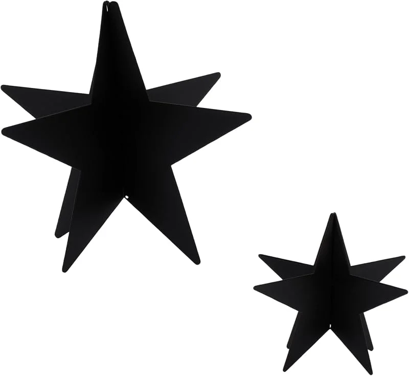 Spetebo Estrella decorativa de metal negro en juego de 2 unidades – 14 y 8 cm – Decoración navideña estrellas – Adviento Navidad decoración de mesa decoración de ventana — Decoracion Navidad