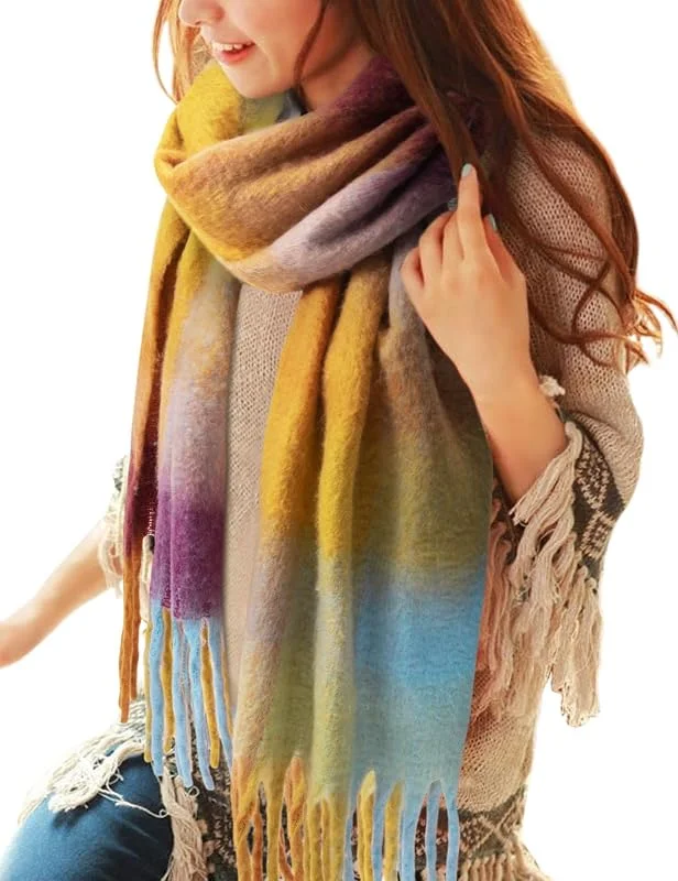 Visita la tienda de CMTOP CMTOP Bufanda Mujer Invierno Caliente Mantas Cozy Chal a cuadros de colores Grande Larga Tartán Enrejado — Ropa Navidad