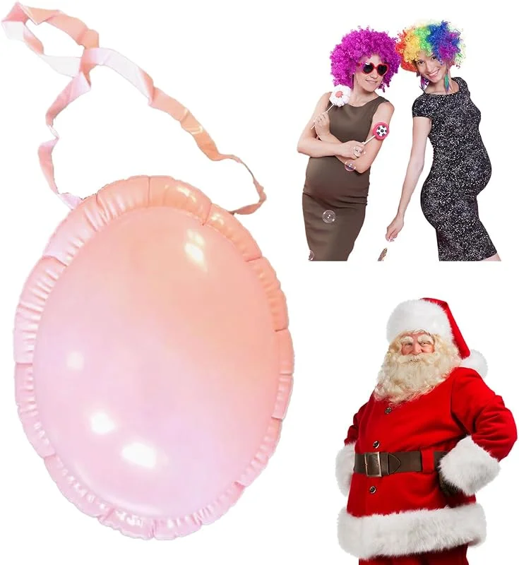 UILYNIU 2 Piezas Barriga Inflable de Papa Noel, Abdomen Hinchable para Beber Cerveza, Falsa Mujer Joroba para Carnaval Fiesta Temática Navidad Cosplay Noel Accesorios de Disfraz — Ropa Navidad