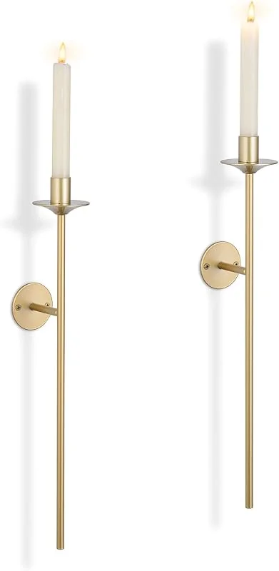 Visita la tienda de Sziqiqi Sziqiqi Portavelas de Pared Dorados: Apliques de Pared para Velas Cónicas - Modernos Porta Velas de Metal para Comedor Sala de Estar Baño Dormitorio Juego de 2 — Cena a la luz de velas