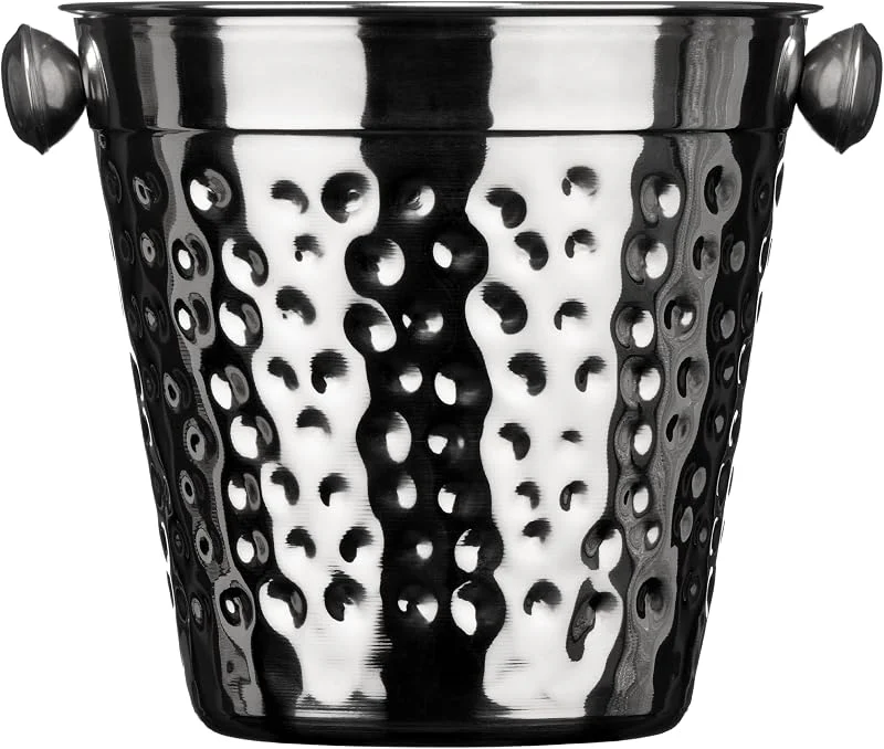 Premier Housewares 507991 - Cubitera para hielos, Efecto Martillado, Acero Inoxidable, Color Plateado — Vino y mesa festiva