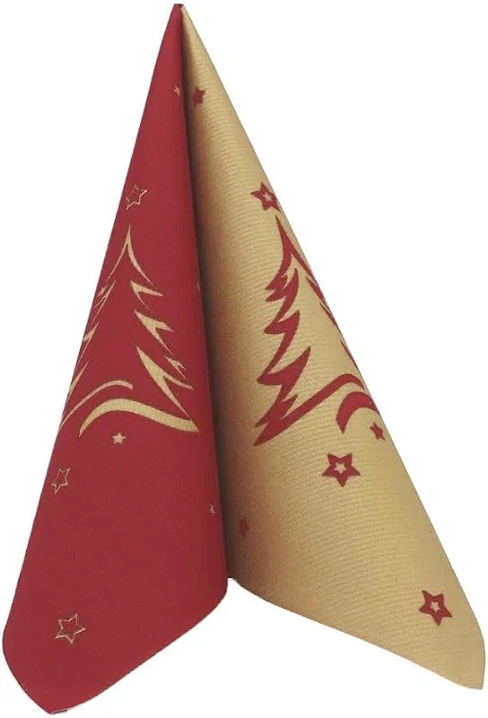 APARTina 50 servilletas de Navidad 40 x 40 cm similar a la tela – Árbol de Navidad Burdeos Oro — Hogar y cocina