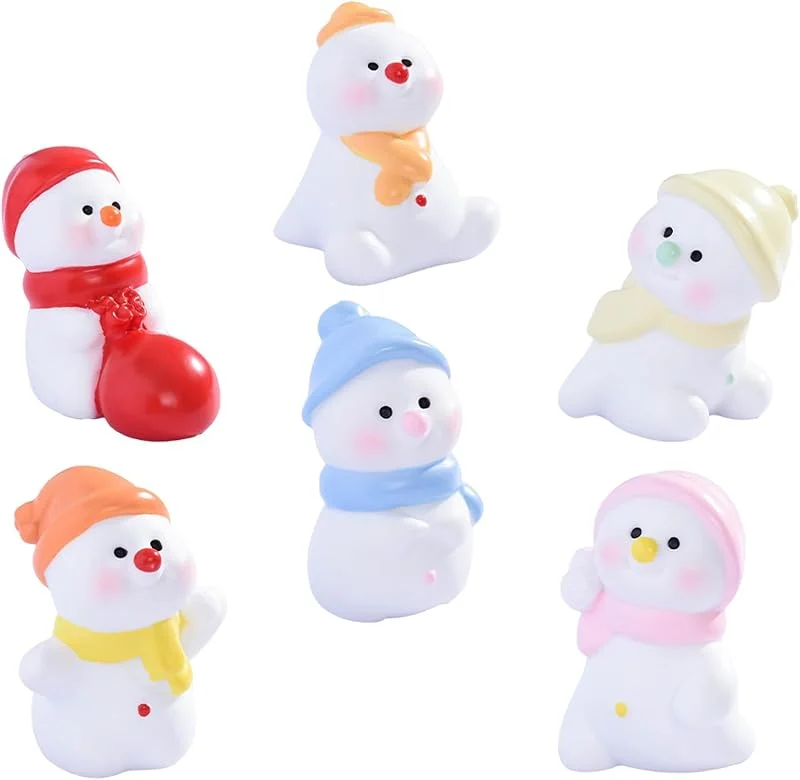 PRETYZOOM 6 Piezas Figura de Muñeco Invernal en Resina para Miniatura — Decoracion Navidad