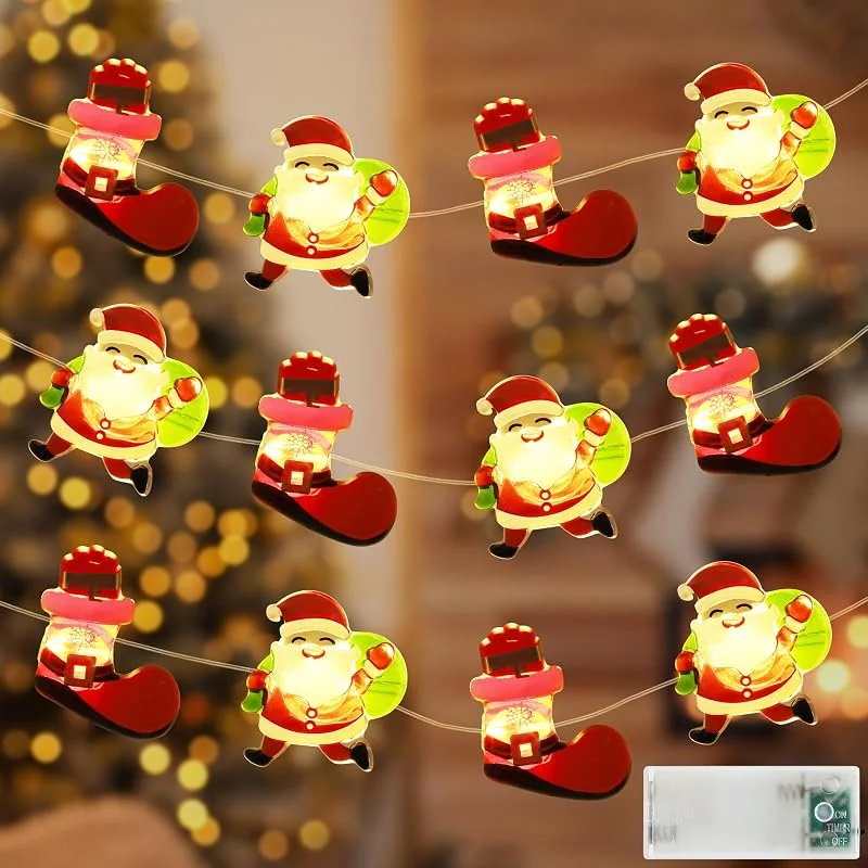 MUSUNIA Guirnalda de Luces Navideñas 2, 3 Metros 20 LED Blanco Cálido Papá Noel con Temporizador Las luces navideñas de interior son perfectas para fiestas y árboles de Navidad — Luces Navidad