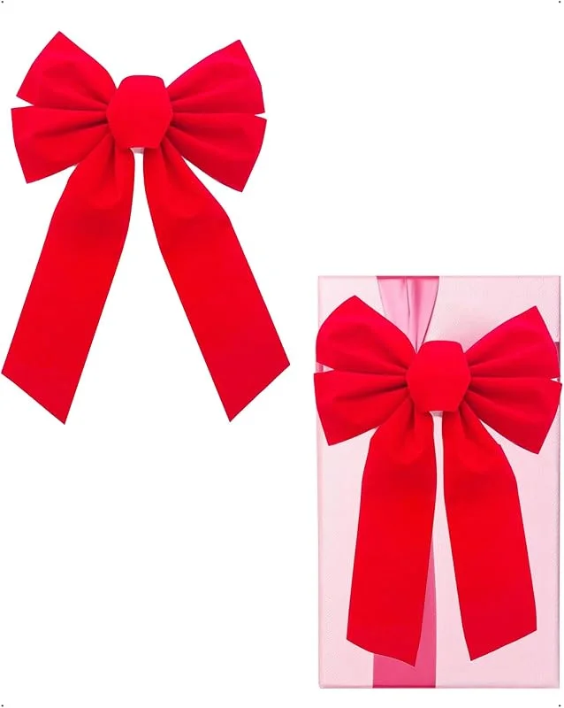 SanKristo 24 x 33 cm Grandes Rojos Lazos Terciopelo navideños, Arcos Puertas, árboles, Coronas, Embalaje Fiestas, árbol Navidad Chimenea Puerta Entrada Decoraciones Regalos Manualidades cumpleaños — Decoracion Navidad