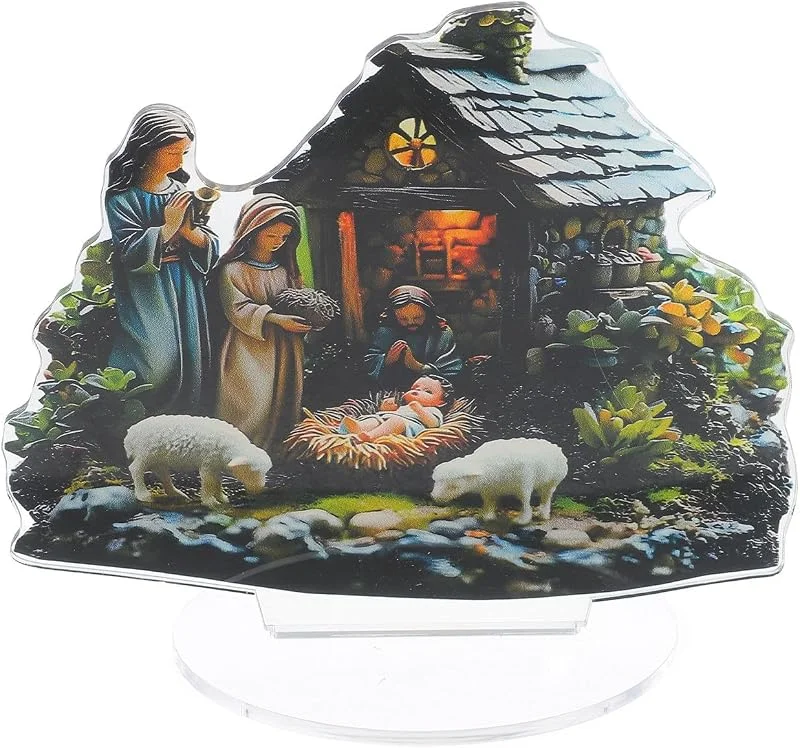 PRETYZOOM Belén Decorativo Acrílico para Mesa, Hogar y Oficina Navideña — Decoracion Navidad