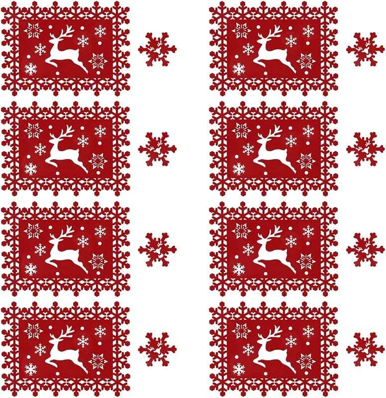 Hillylolly Mantel Individual Navideño, Hillylolly Salvamanteles Individuales Navidad, Posavasos Navideños, Decoración Navideña Manteles Individuales, 8 Manteles Individuales-40x30cm y 8 Posavasos-10x10cm — Hogar y cocina