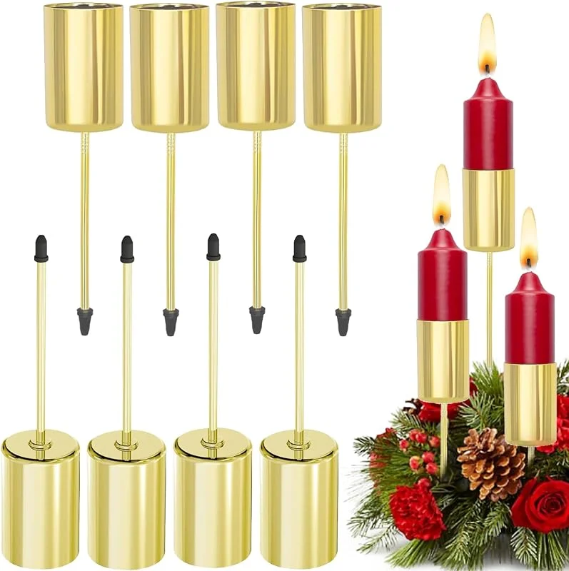 BDSHUNBF 8 Pcs Candelabros, Candelabro Decorativos de Velas, Candelabro Dorado Candelabro Cónico, Vintage Cónicas Portavelas Alto, Candelabros Decorativos para Decoración del Hogar — Cena a la luz de velas