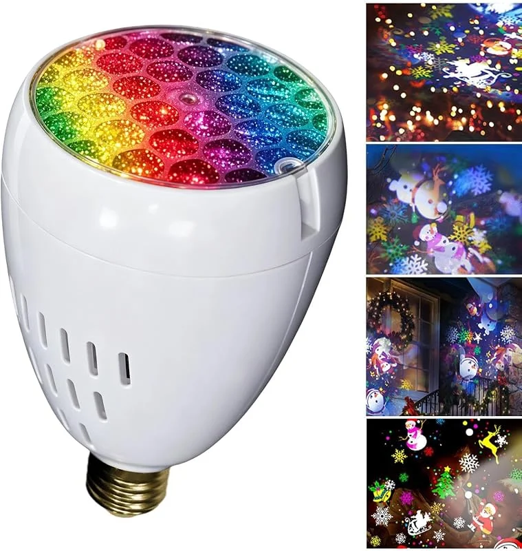 zwxqe Bombilla Proyector de Navidad Rotativa E27 Iluminación Giratoria Copo de — Luces Navidad