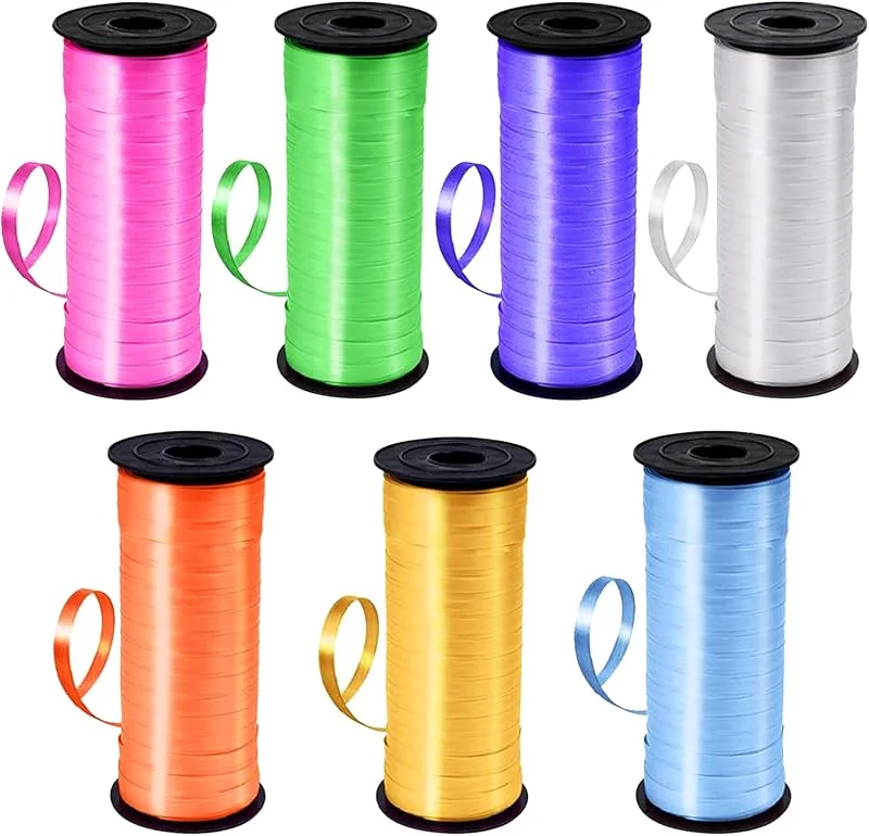 YOUYIKE 7 rollos de cinta para paquetes de regalo, 700 yardas (640 metros), cinta de colores vivos, cinta rizador de globo para manualidades, Navidad, regalos de boda, floristería — Envoltorio regalo