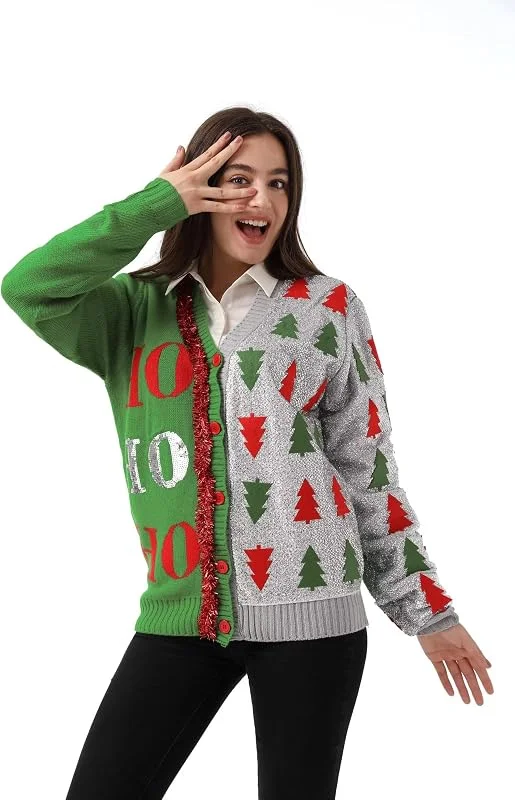 OFF THE RACK Jersey de Navidad Unisex, Divertido Suéter para Hombre y Mujer, Suéter de Punto para Fiesta, All The Tinsel Trimmings, 3XL — Ropa Navidad