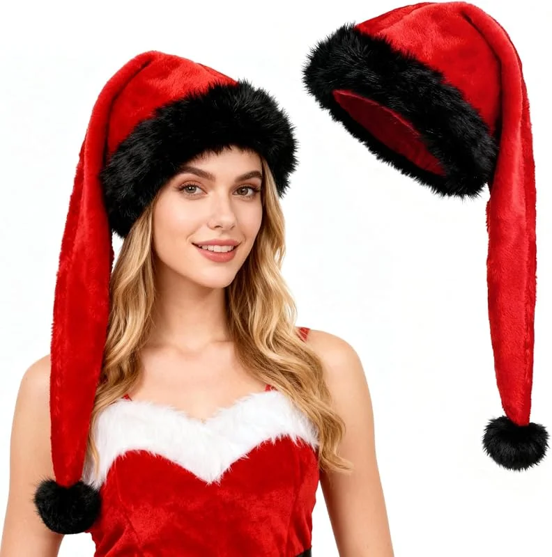 TAGVO Gorro Navideño para Adultos, Cálido Gorro de Navidad, Sombrero Santa Claus Invierno Gorros Largos de Navidad para Fiesta Festiva de Año Nuevo 55-57CM — Ropa Navidad