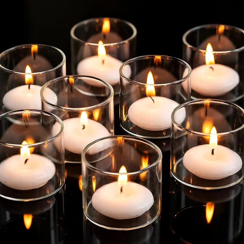 Romadedi Portavelas Cristal para Velas de te - Porta Velas pequeñas Juego de 12 Candelabros Decoracion Navidad de Mesa Boda 4, 6 x 4 cm — Adviento y mesa