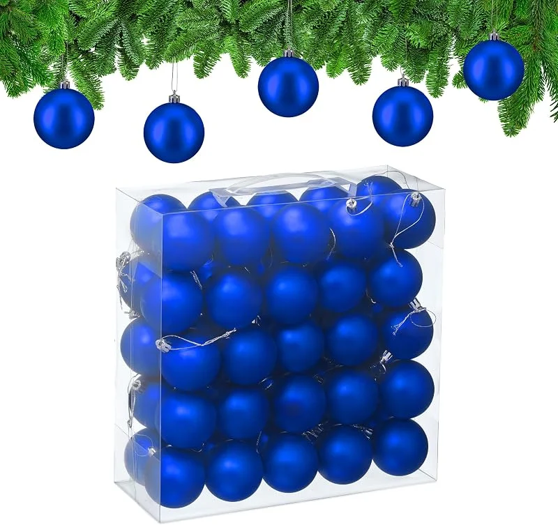Visita la tienda de Relaxdays Relaxdays Bolas Árbol Navidad, Set de 50, Plástico, Diseño Mate, 6 cm, Adornos Navideños Redondos, Decoración, Azul — Decoracion Navidad
