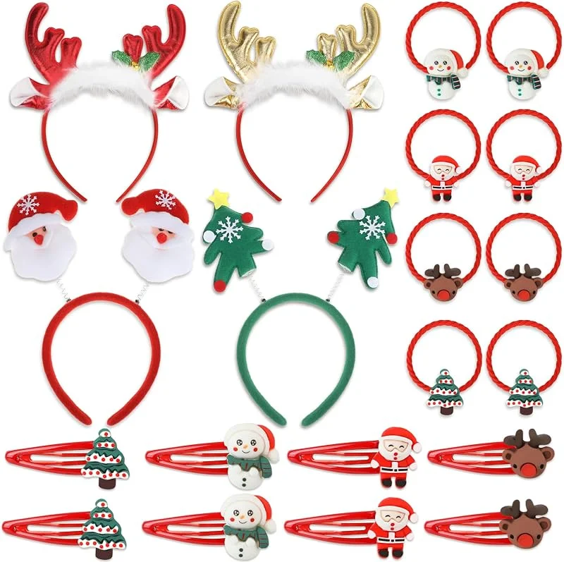 HOWAF Diademas Navideñas Accesorios Navidad, Diadema Navidad Niña Diadema Reno Navidad Árbol de Navidad Papá Noel Pinzas Pelo Navidad Gomas Pelo Niña Accesorios Navideñas para Disfraz Navidad Niña — Ropa Navidad