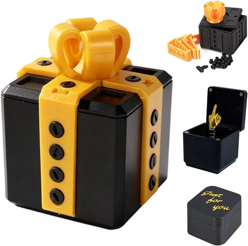 HTTDSLF Caja de Bromas con Dedo Corazón, Caja de Regalo Molesta Impresa en 3D con un Juguete de Broma con Interruptor de Dedo, Juguetes de Tornillo para Navidad, Regalos Creativos de Rompecabezas — Envoltorio regalo