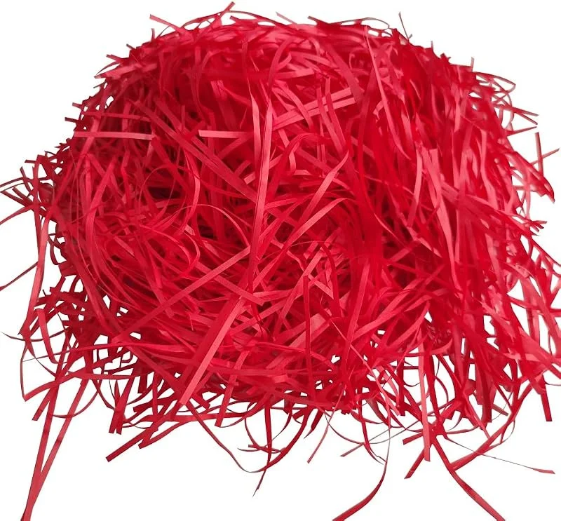 TASHELLS Papel de seda triturado rojo de 200 g para cajas de regalo y cestas, accesorios de envoltura de regalos, relleno de cesta, relleno de embalaje de regalo — Envoltorio regalo