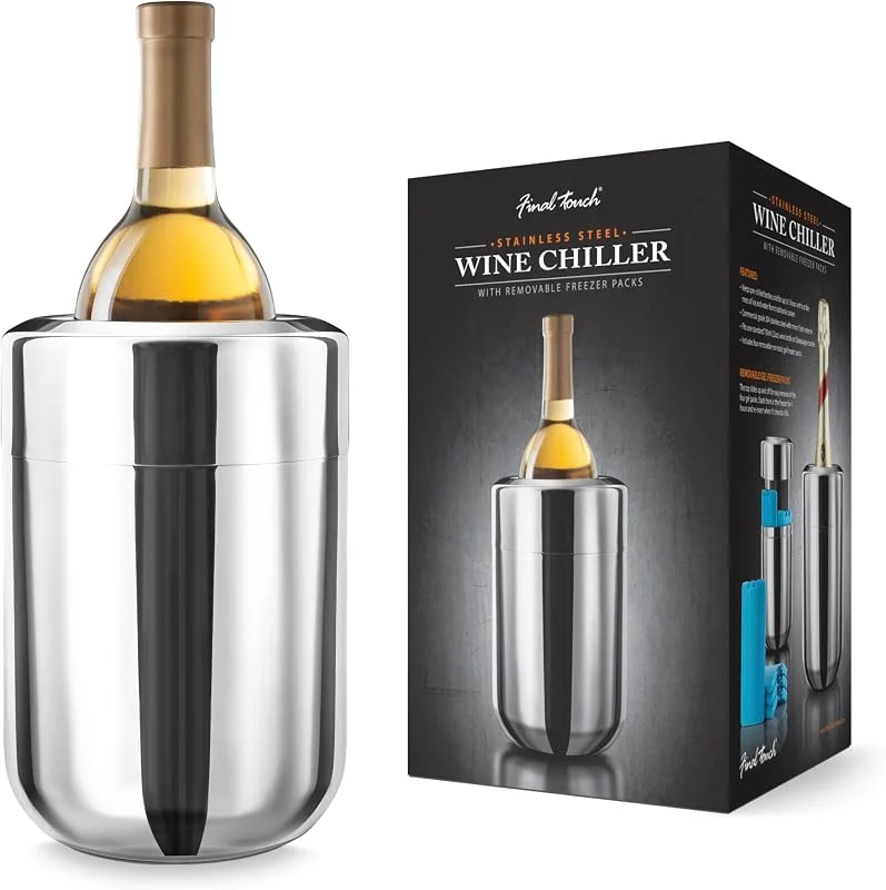 Final Touch Enfriador de botellas activo con paquetes de congelador — Vino y mesa festiva